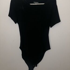 wild fable Black Ribbed Short Sleeve Bodysuit